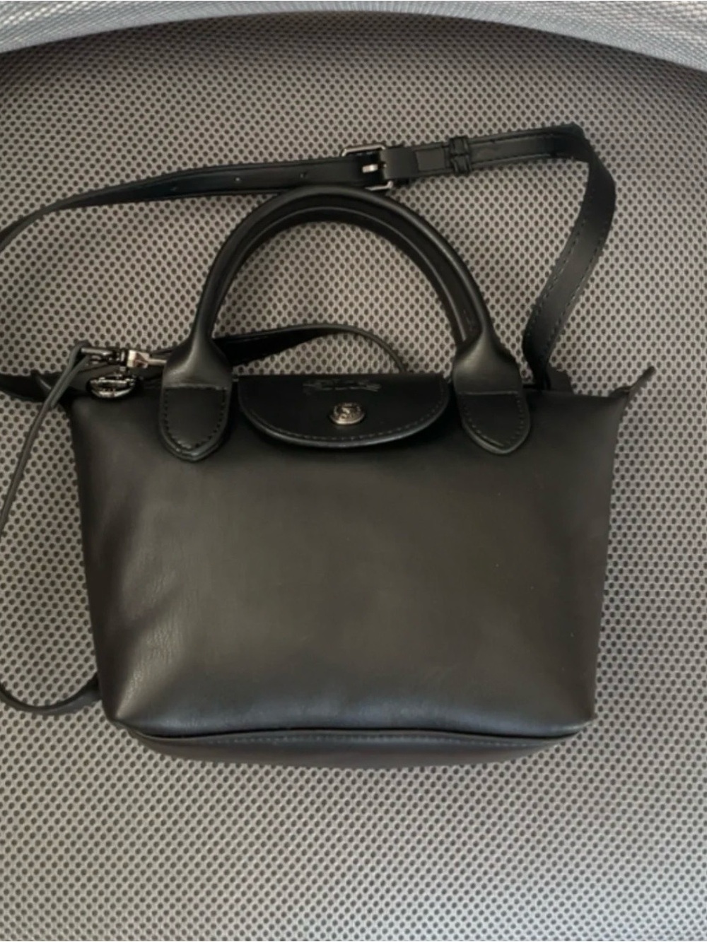 Small black vegan leather crossbody bag
